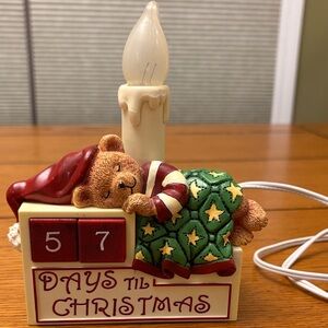 Christmas Countdown Bear Figurine with Candle